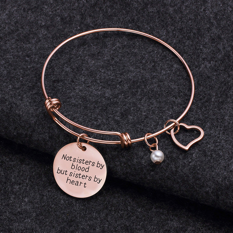 Not sisters by blood but Sisters by heart Antique Silver Bracelet –  anniereh.com